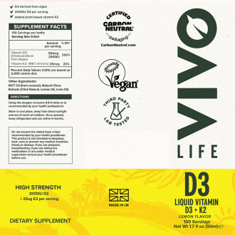 Vivo Vitamina D3 Lichidă 2000UI 50ml Info