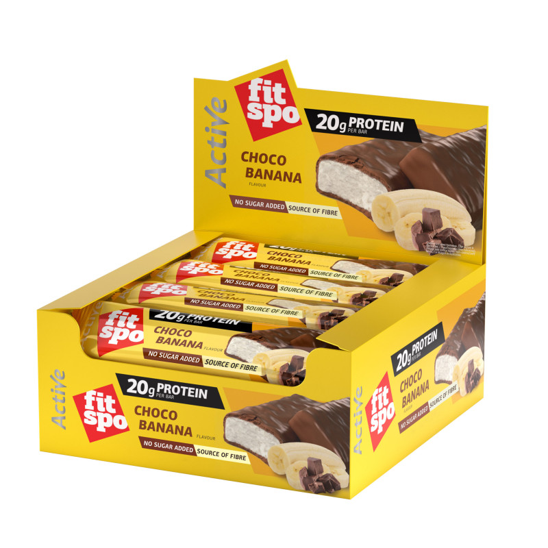 Cutie 12 Batoane Proteice FitSpo Active Protein Bar 60g Banana