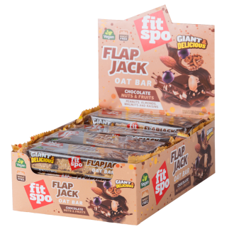 Cutie 12 Batoane din Ovăz FitSpo Flapjack Oat Bar 90g Chocolate Nuts and Fruits