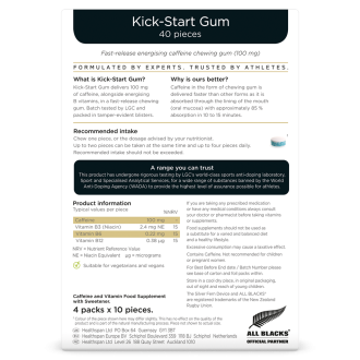 Gumă Energizantă Healthspan Elite Kick-Start Caffeine Gum 40 buc