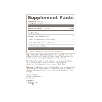 Puori O3 - Omega 3 Ulei de Pește Concentrat și Pur 120 capsule